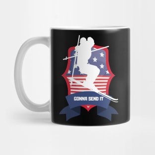 Vintage 4th Of July USA Flag ski gonna send it Mug